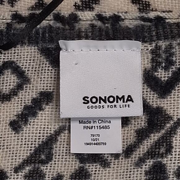 Sonoma Black White Knit Poncho Open Front Layering Wrap 1 Size Cozy Boho Casual - Picture 9 of 11